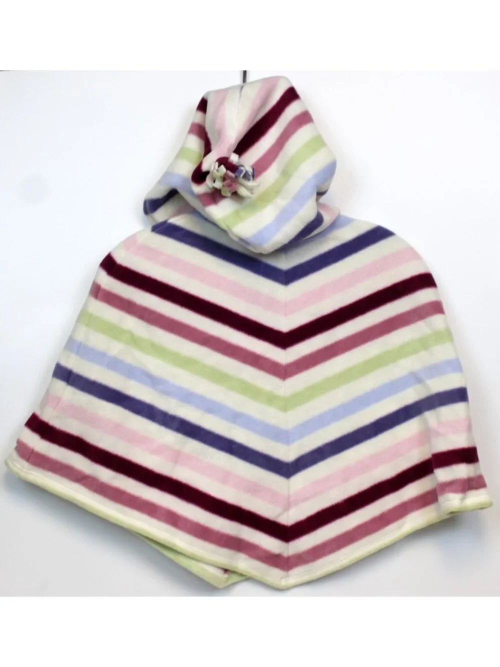 2005 Gymboree Winter Princess Striped Fleece Poncho Hooded Pockets sz Lg 10/12